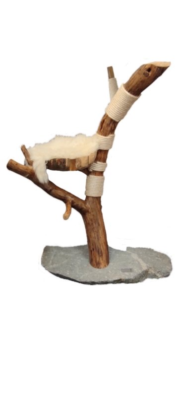 Wooden cat tree - scratch trunk with lying area 120cm